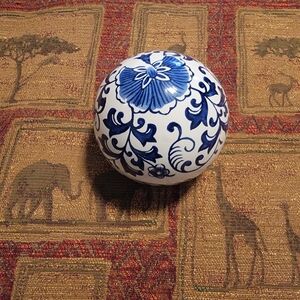 Blue and White Decorative Ceramic Sphere